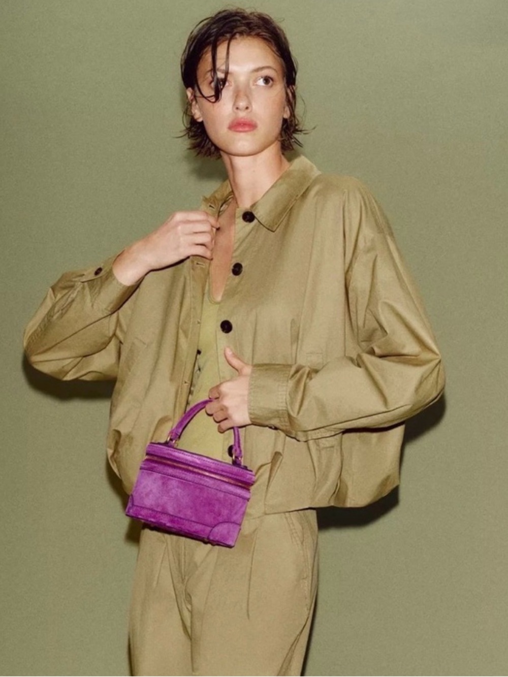 Zara Purple Suede Top-Handle Vanity Bag - NWT